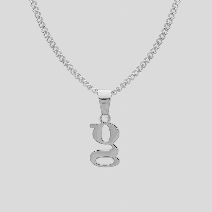 Silver Lowercase initial Necklace letter G pendant | PRYA