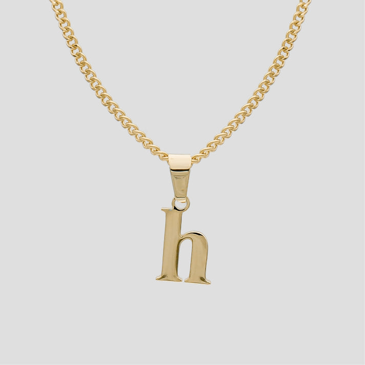 Gold Lowercase initial Necklace letter H pendant | PRYA