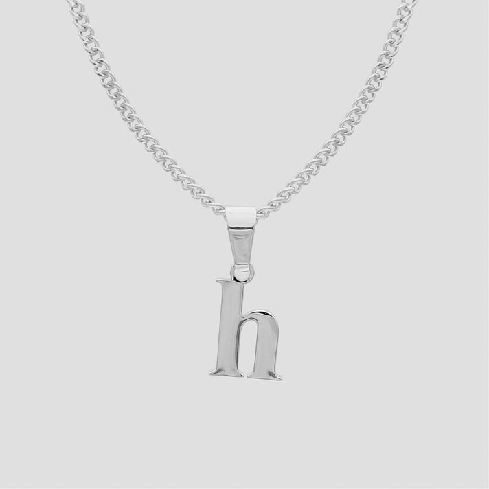 Silver Lowercase initial Necklace letter H pendant | PRYA