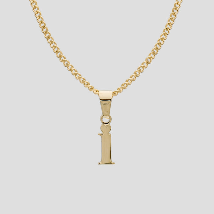 Gold Lowercase initial Necklace letter I pendant | PRYA