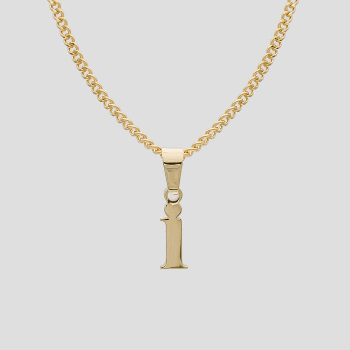 Gold Lowercase initial Necklace letter I pendant | PRYA