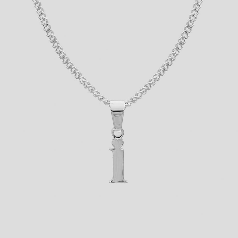 Silver Lowercase initial Necklace letter I pendant | PRYA