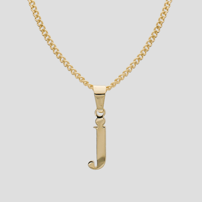 Gold Lowercase initial Necklace letter J pendant | PRYA