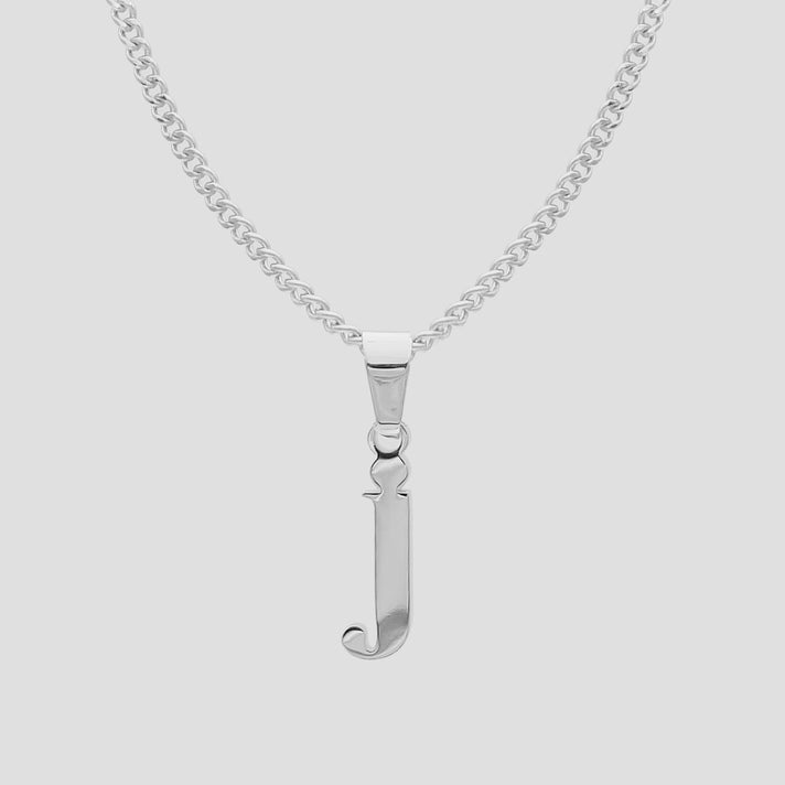 Silver Lowercase initial Necklace letter J pendant | PRYA