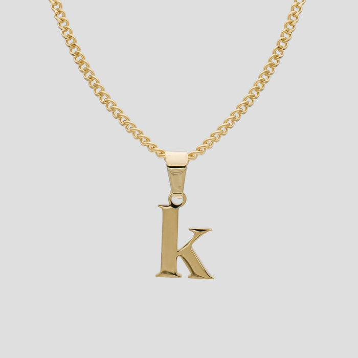 Gold Lowercase initial Necklace letter K pendant | PRYA