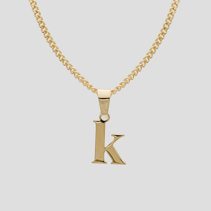 Gold Lowercase initial Necklace letter K pendant | PRYA