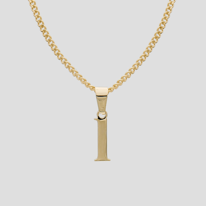 Gold Lowercase initial Necklace letter L pendant | PRYA