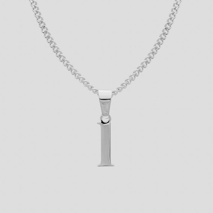 Silver Lowercase initial Necklace letter L pendant | PRYA
