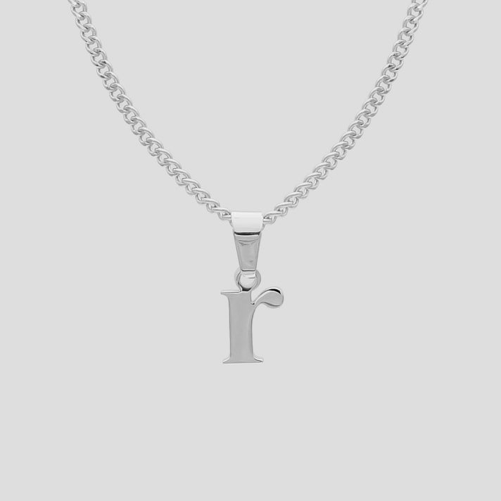 Silver Lowercase initial Necklace letter R pendant | PRYA