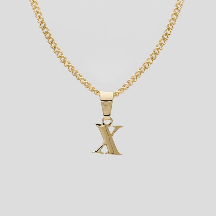 Gold Lowercase initial Necklace letter X pendant | PRYA