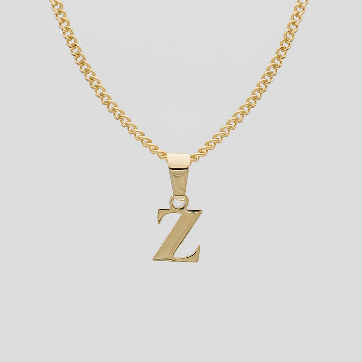 Gold Lowercase initial Necklace letter Z pendant | PRYA