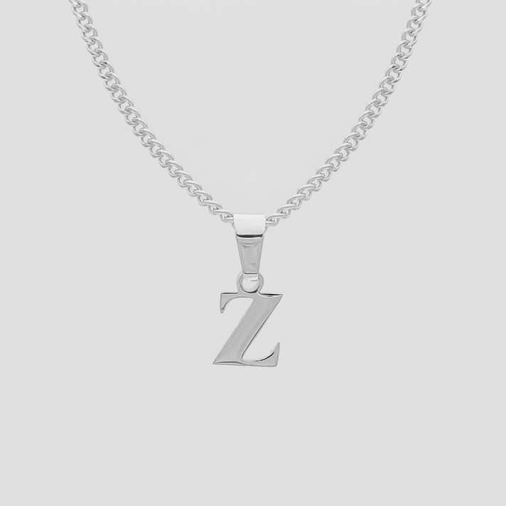 Silver Lowercase initial Necklace letter Z pendant | PRYA