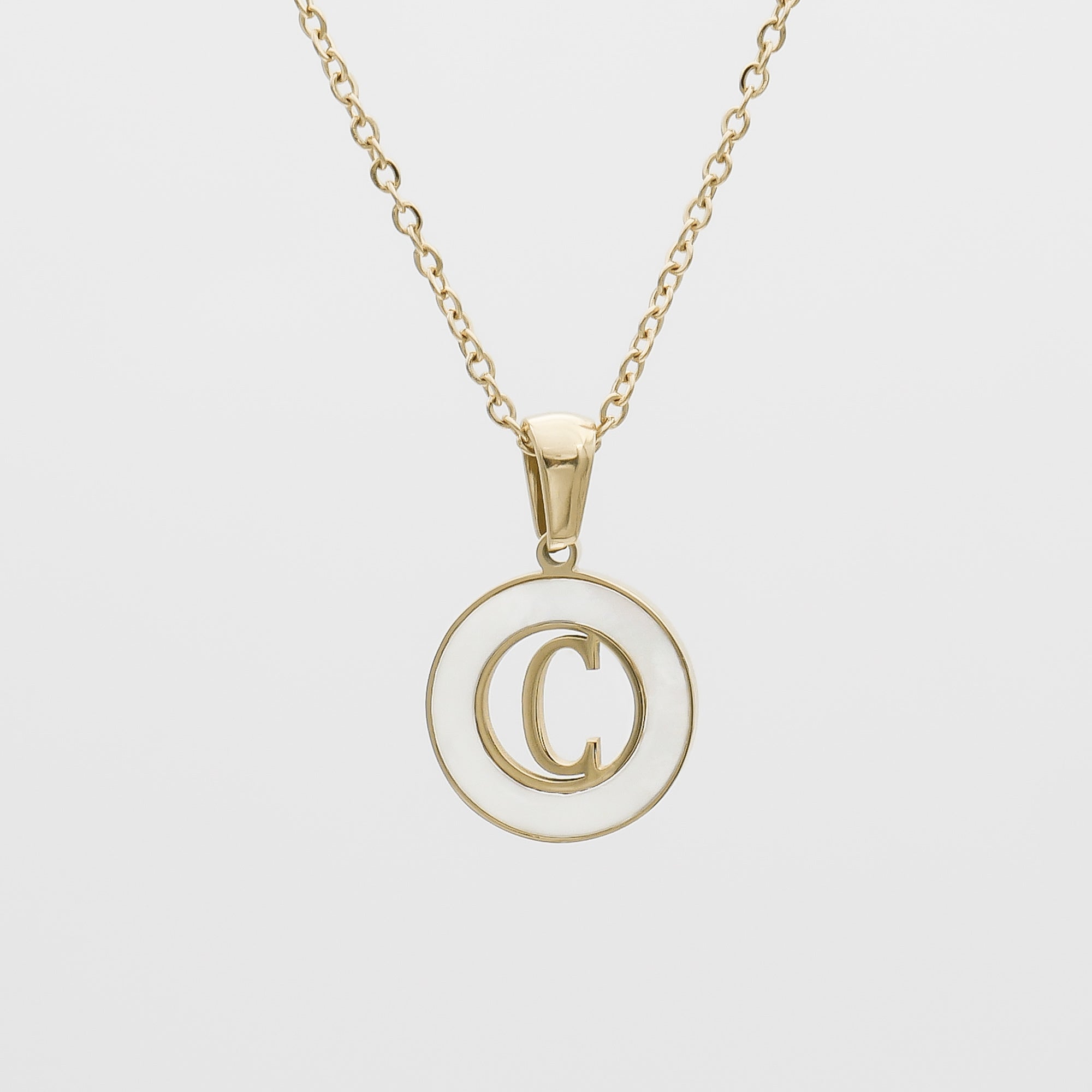 Dainty Mia Opal Initial Necklace, Letter C by PRYA