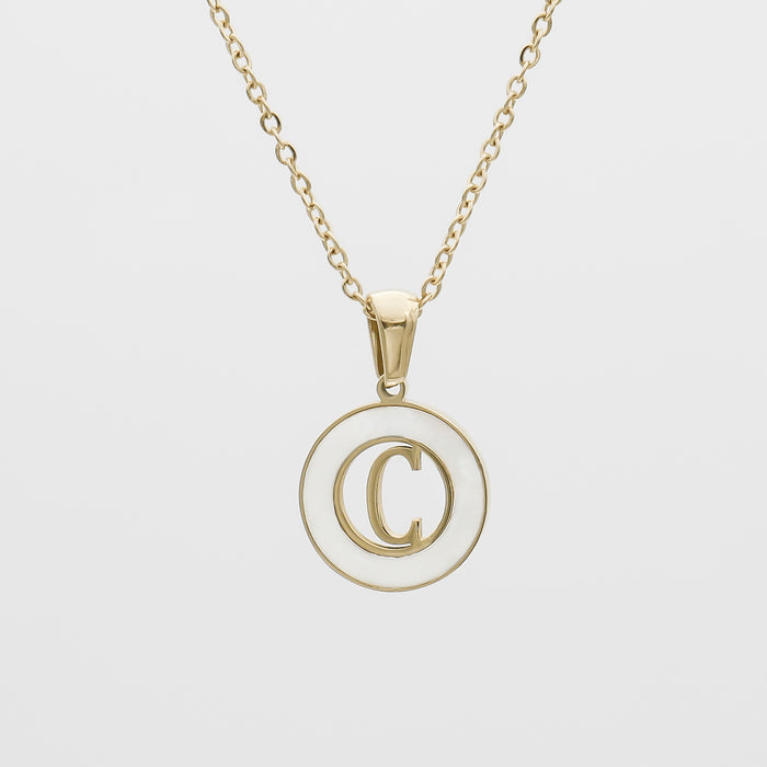 Dainty Mia Opal Initial Necklace, Letter C by PRYA