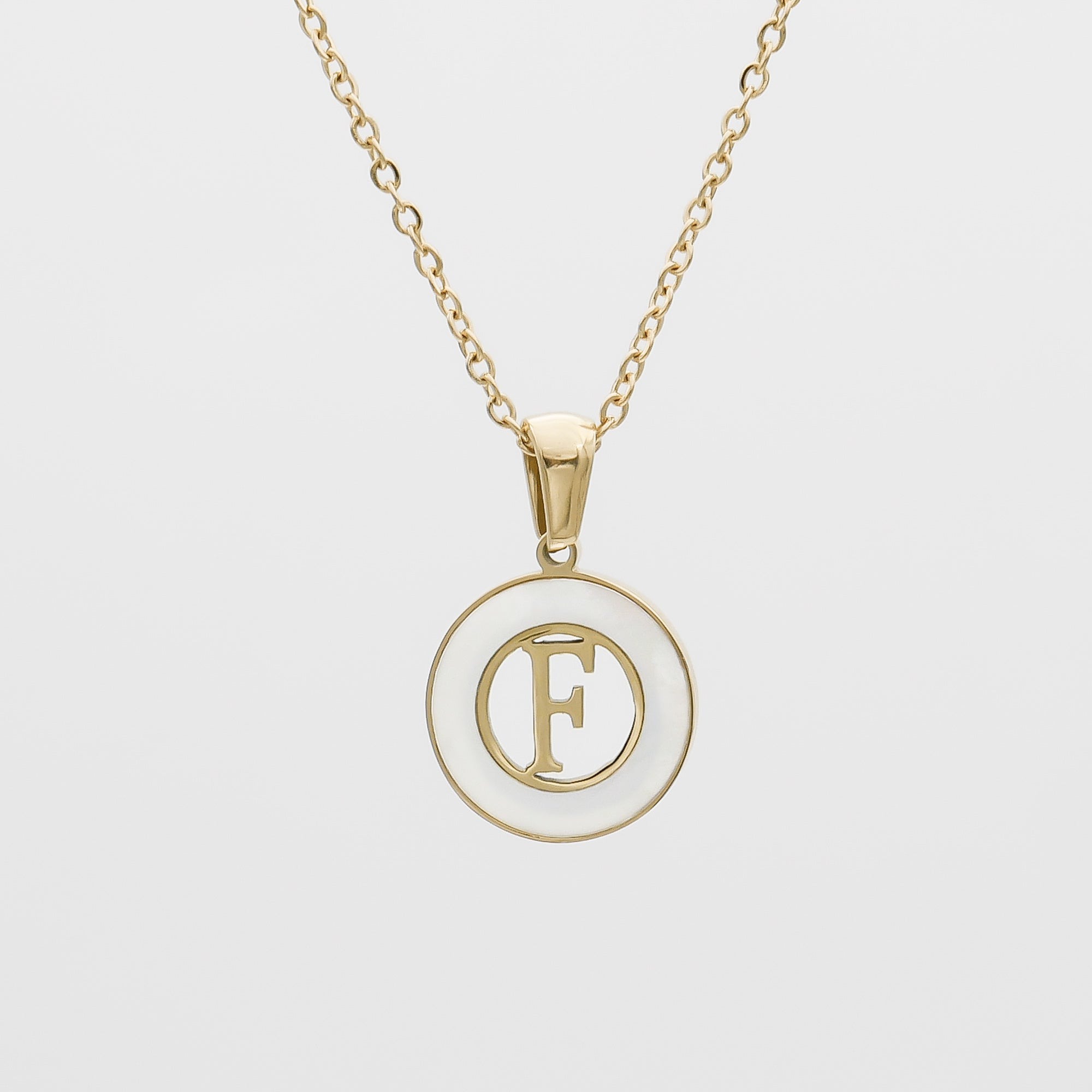 Dainty Mia Opal Initial Necklace, Letter F by PRYA