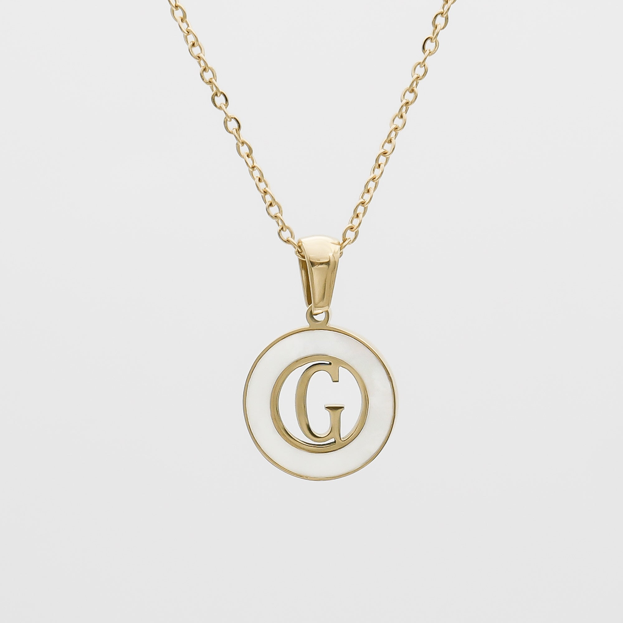 Dainty Mia Opal Initial Necklace, Letter G by PRYA