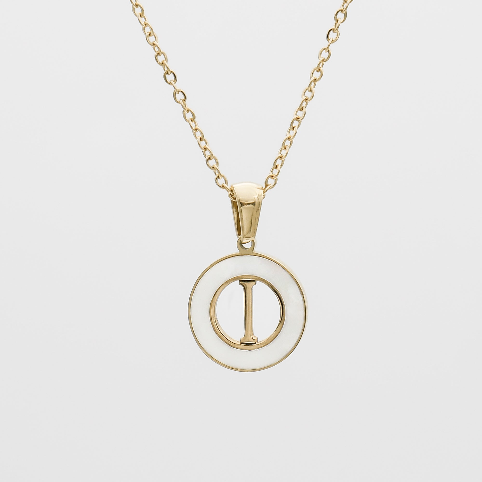 Dainty Mia Opal Initial Necklace, Letter I by PRYA