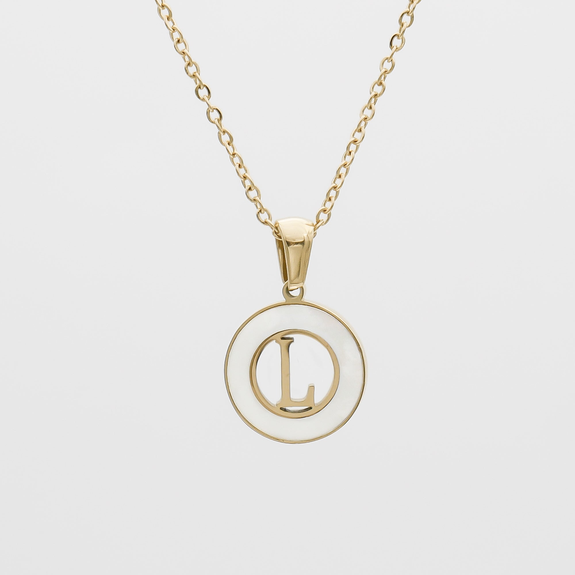 Dainty Mia Opal Initial Necklace, Letter L by PRYA