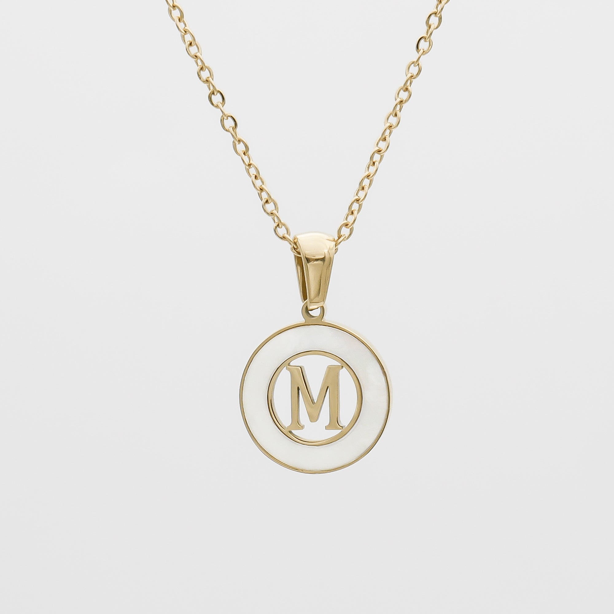 Dainty Mia Opal Initial Necklace, Letter M by PRYA