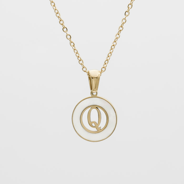 Dainty Mia Opal Initial Necklace, Letter Q by PRYA