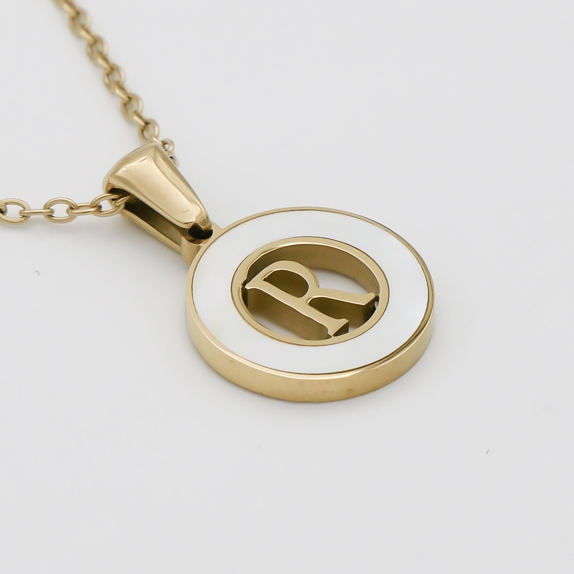 Dainty Mia Opal Initial Necklace, Letter R by PRYA