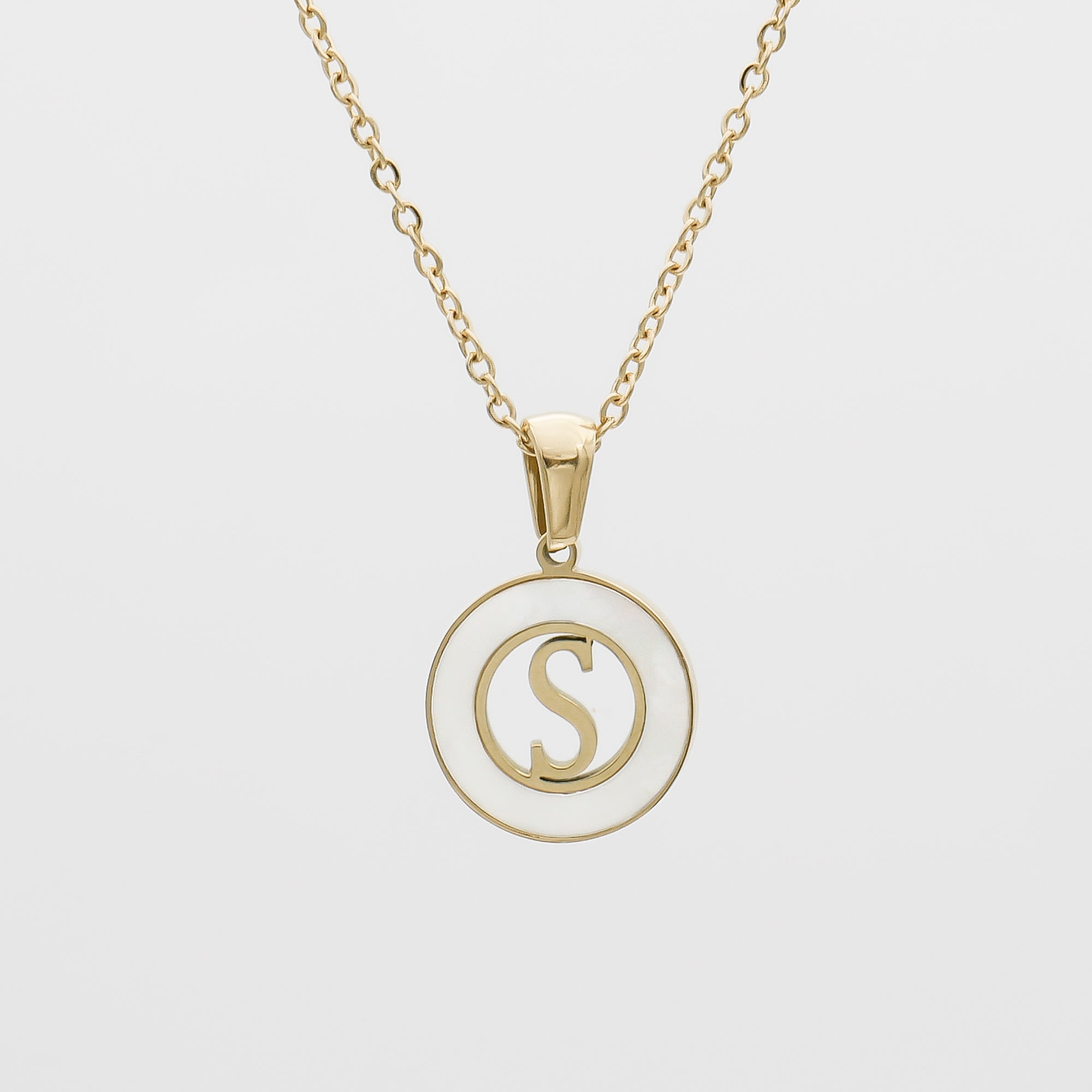Dainty Mia Opal Initial Necklace, Letter S by PRYA