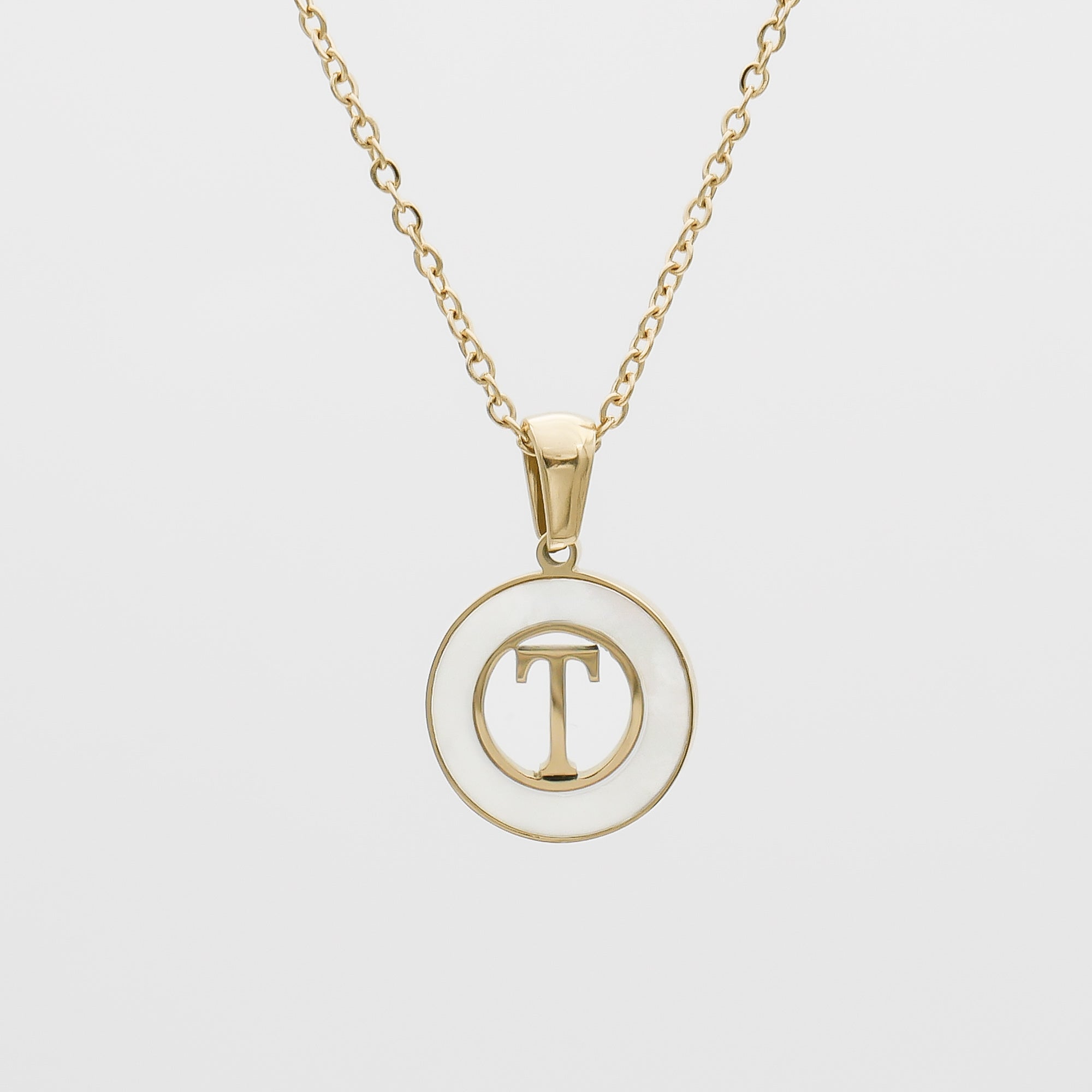 Dainty Mia Opal Initial Necklace, Letter T by PRYA