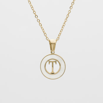 Dainty Mia Opal Initial Necklace, Letter T by PRYA