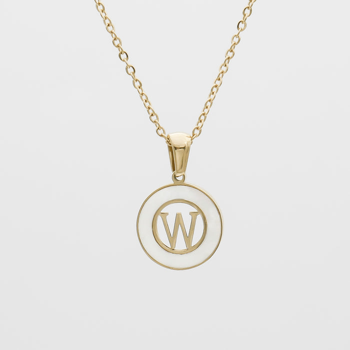 Dainty Mia Opal Initial Necklace, Letter W by PRYA