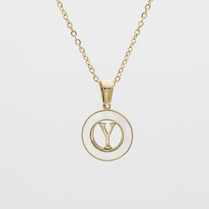 Dainty Mia Opal Initial Necklace, Letter Y by PRYA