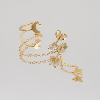 Moon & Star Drop Earring