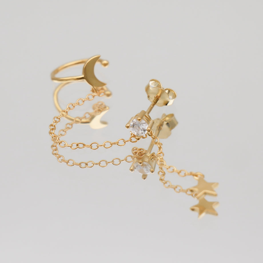 Moon & Star Drop Earring