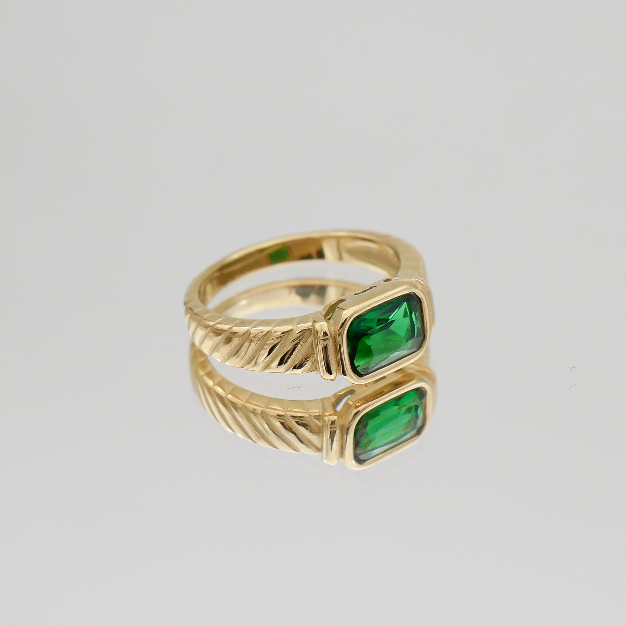  Gold Nora Emerald gemstone Ring by PRYA