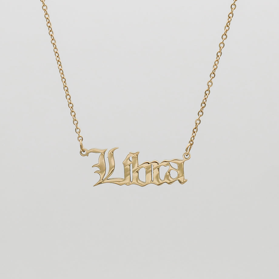 Old English Zodiac Name Necklace