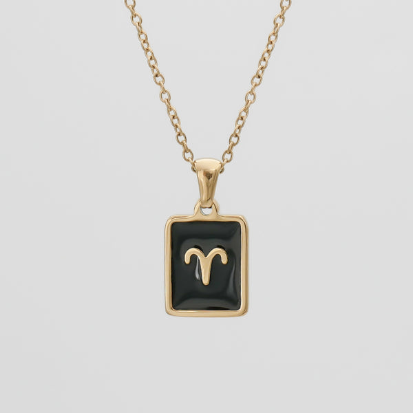 Onyx-Sternzeichen-Symbol-Halskette 