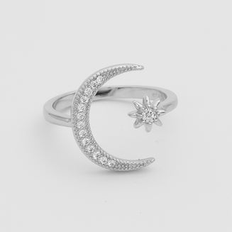 Moon and Star Ring | Sterling Silver | PRYA