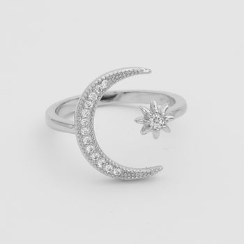 Moon and Star Ring | Sterling Silver | PRYA