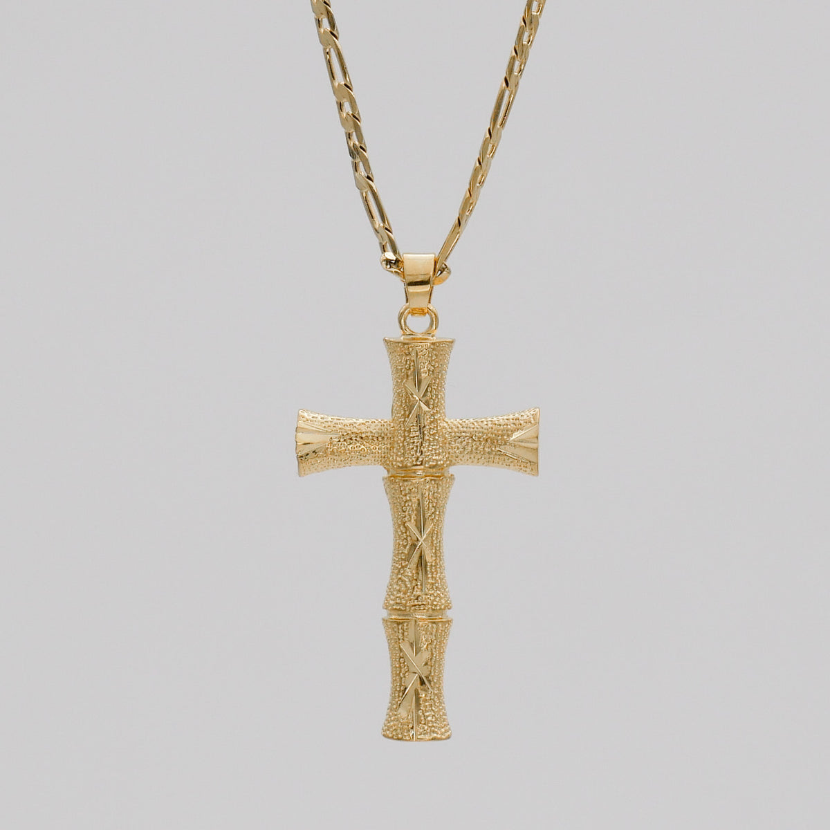 Bamboo Cross Filled Necklace