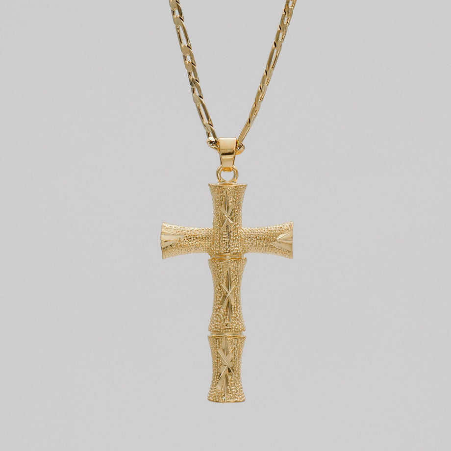 Bamboo Cross Gold Filled Necklace | PRYA