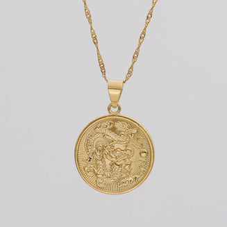 Dragon Coin Necklace, Twisted Water Wave | PRYA