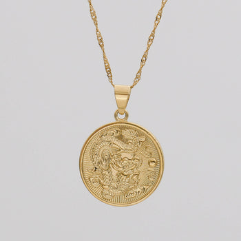 Dragon Coin Necklace, Twisted Water Wave | PRYA