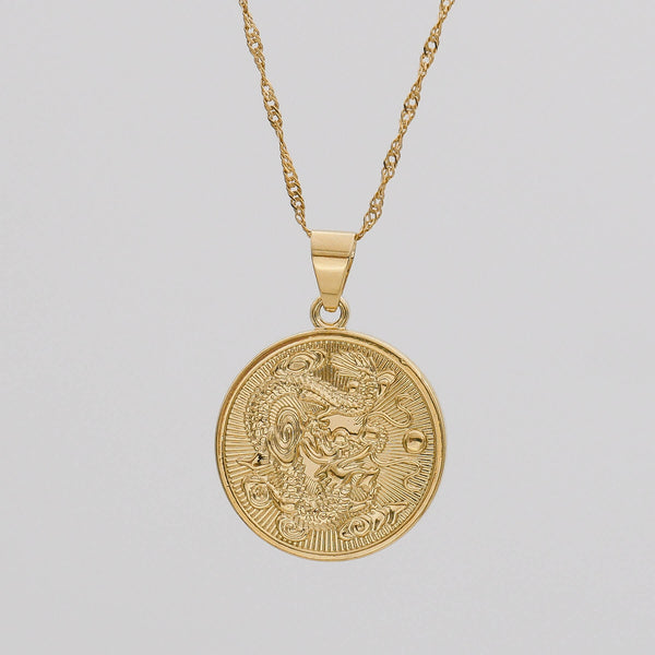 Dragon Coin Necklace, Twisted Water Wave | PRYA