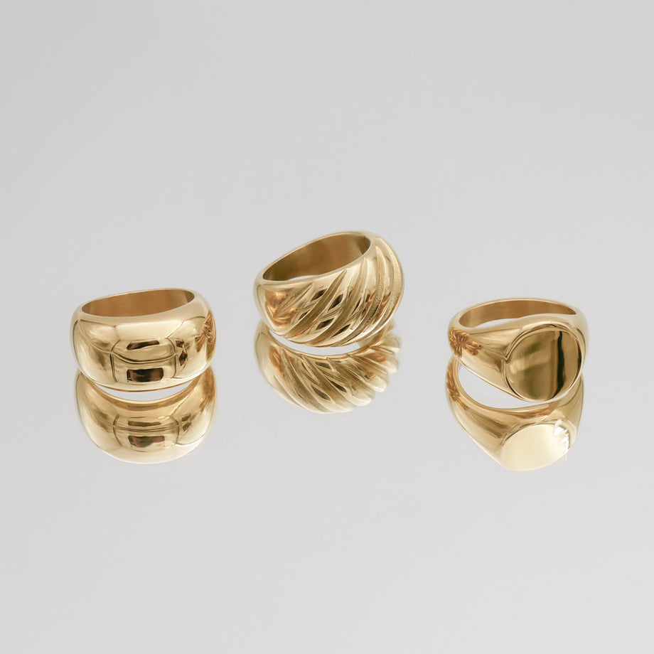 Three styles of Classic Gold Signet Ring for women | PRYA