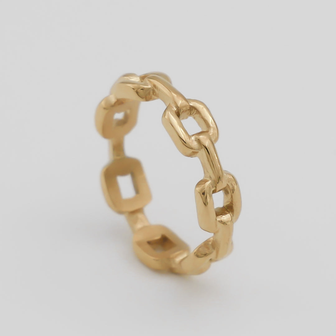 Cleo Chain Ring - Women's Gold Band Ring - PRYA UK