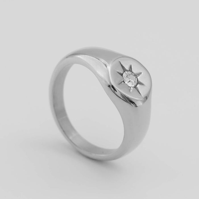 silver personalised starlight signet ring from prya