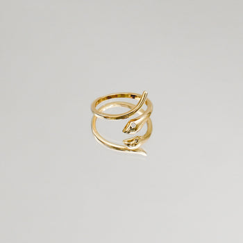 Gold snake ring with CZ eyes