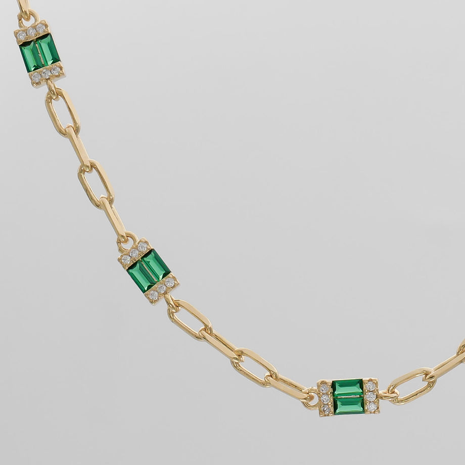 Collier en pierre d'émeraude Jenna