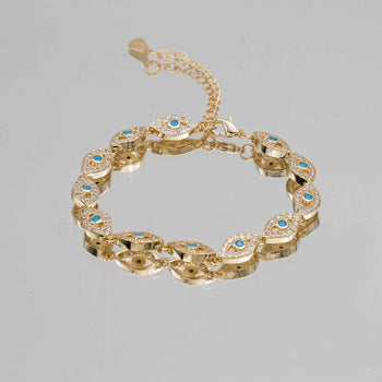 Gold Evil eye bracelet  paved with CZ stones