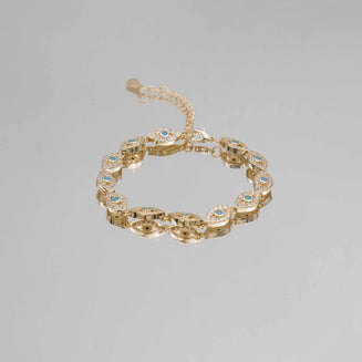 Gold Evil eye bracelet  paved with CZ stones