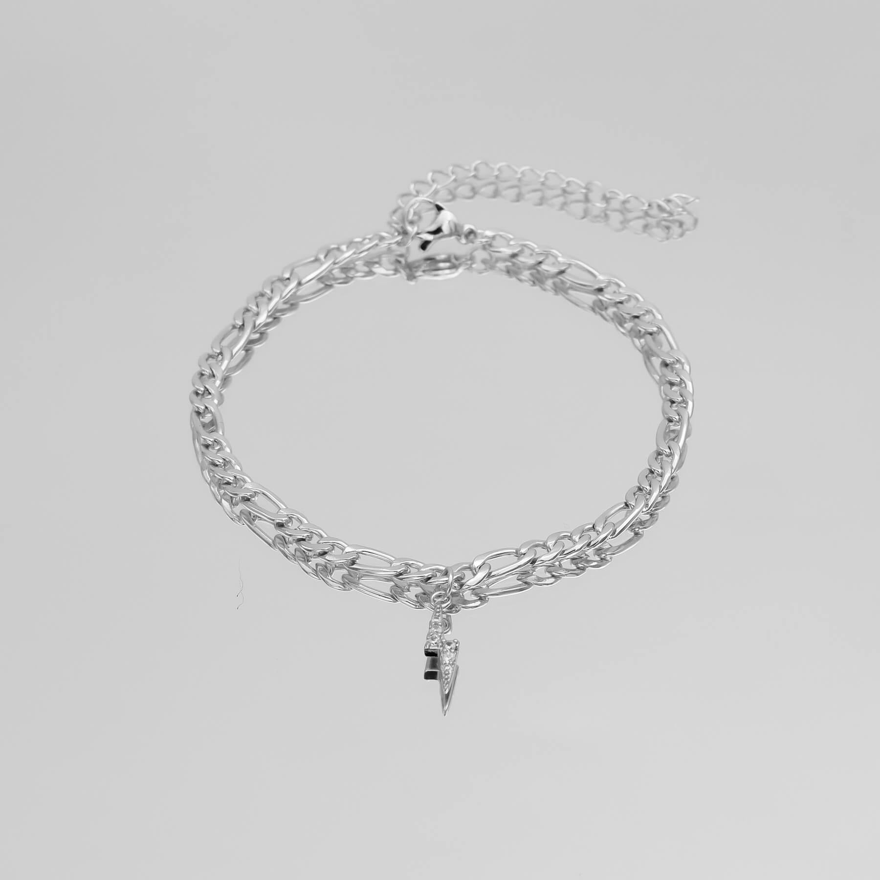 ICY Initial Anklet Figaro Style in silver